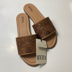 NWT Myra Hand-Tooled Sandals